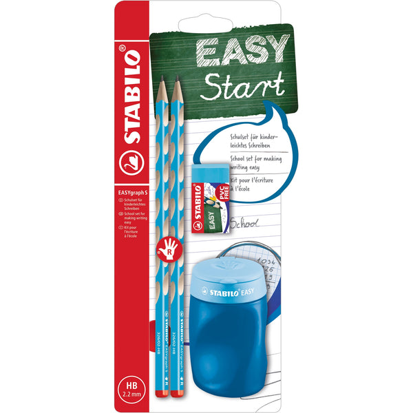 STABILO EASYgraph S School Set blau R mit Spitzer und Radierer
