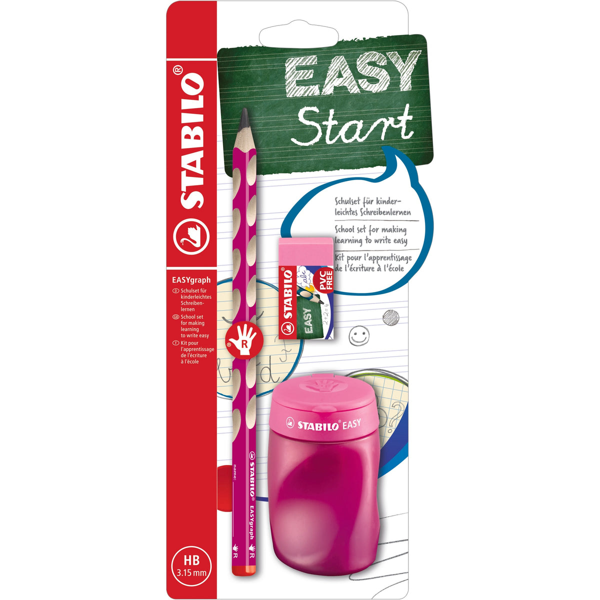 STABILO EASYgraph School Set pink R mit Spitzer und Radierer – Ansicht 1
