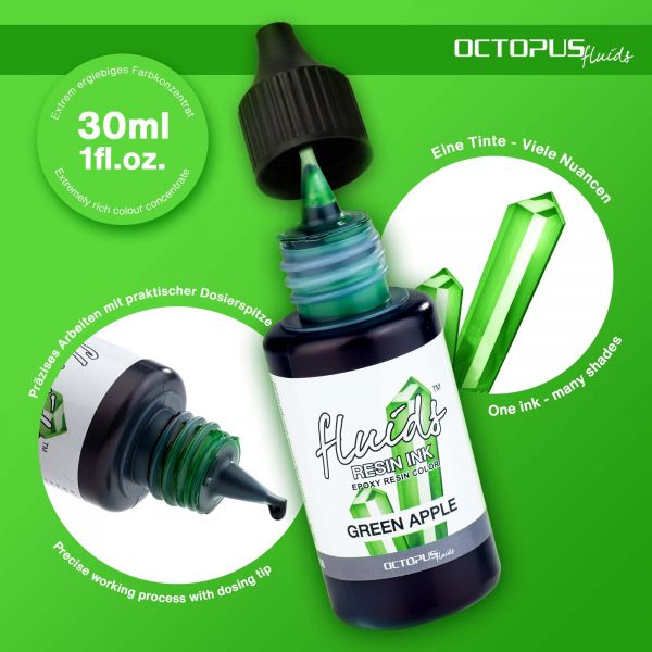Octopus Fluids Resin Ink Green Apple Transparentes Grün