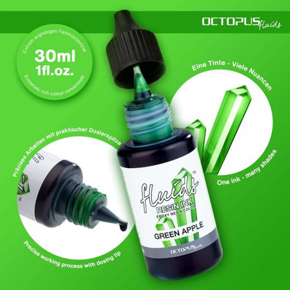 Octopus Fluids Resin Ink Green Apple Transparentes Grün