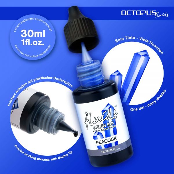 Octopus Fluids Resin Ink PEACOCK Transparent Blue