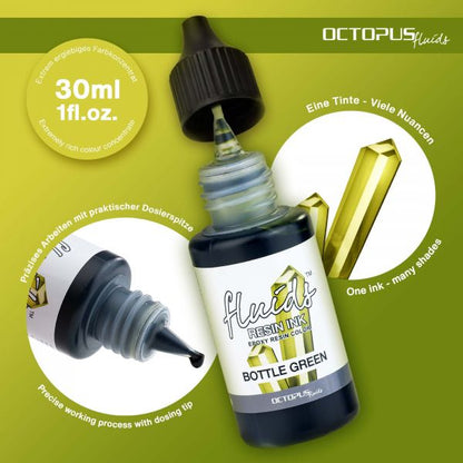 Octopus Fluids Resin Ink BOTTLE GREEN transparent Grün