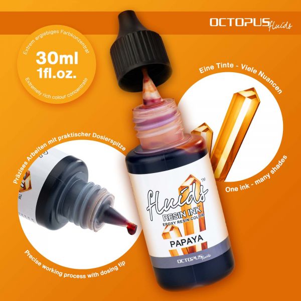 Octopus Fluids Resin Ink Papaya Alcohol Ink Transparent Orange
