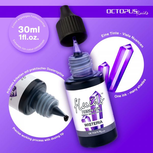Octopus Fluids Resin Ink WISTERIA Alcohol Ink for Casting Resins Transparent Violet