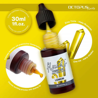Octopus Fluids Resin Ink LEMON Alcohol Ink Yellow transparent