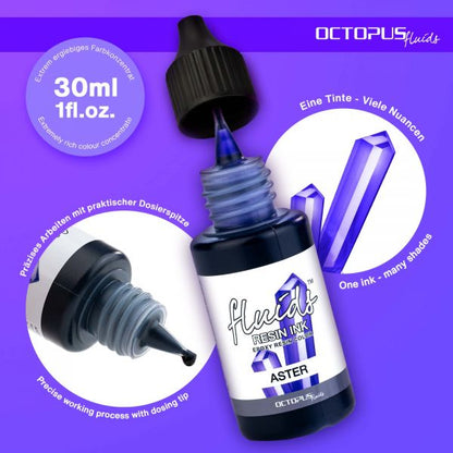 Octopus Fluids Resin-optimierte Alcohol Ink Octopus Fluids Resin Ink ASTER transparentes Violett