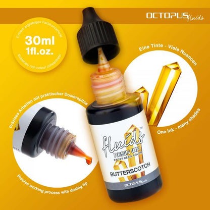 Octopus Fluids Alcohol-based Resin Ink BUTTERSCOTCH transparent yellow