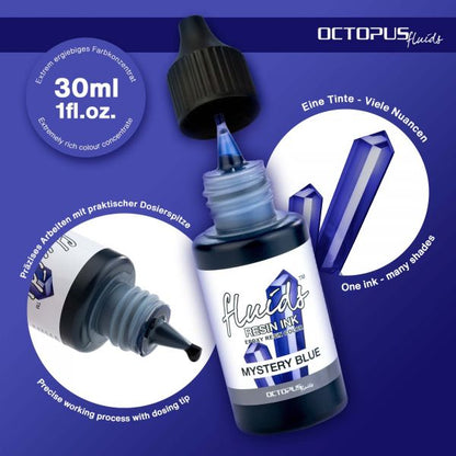 Octopus Fluids Alkoholbasierte Resin Ink Mystery Blue transparentes Blau