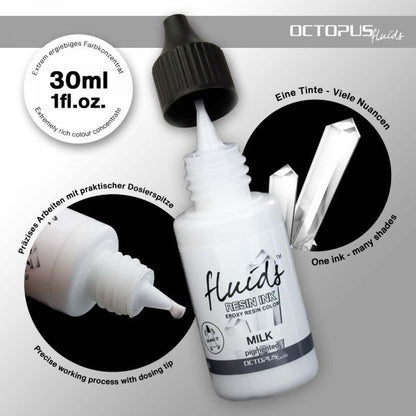 Octopus Fluids Resin Ink Alkoholbasierte Resin-Tinte Kollektion MILK Weiß