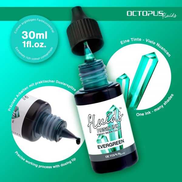 Octopus Fluids Resin Ink EVERGREEN Alcohol Ink Resin Ink for Casting Resin green