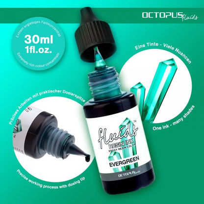 Octopus Fluids Resin Ink EVERGREEN Alcohol Ink Resin Ink for Casting Resin green