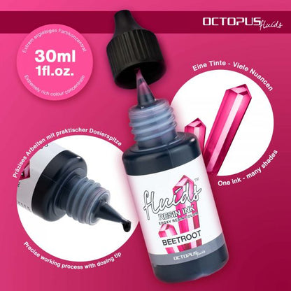 Octopus Fluids Resin Ink BEETROOT Rot transparent Alcohol Ink