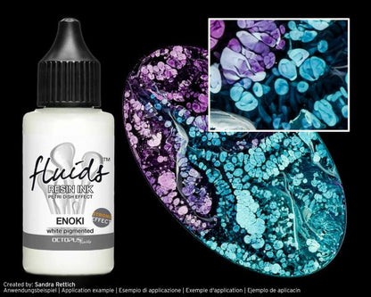 Octopus Fluids Alcohol-based Resin Ink ENOKI Petri Dish Effect White