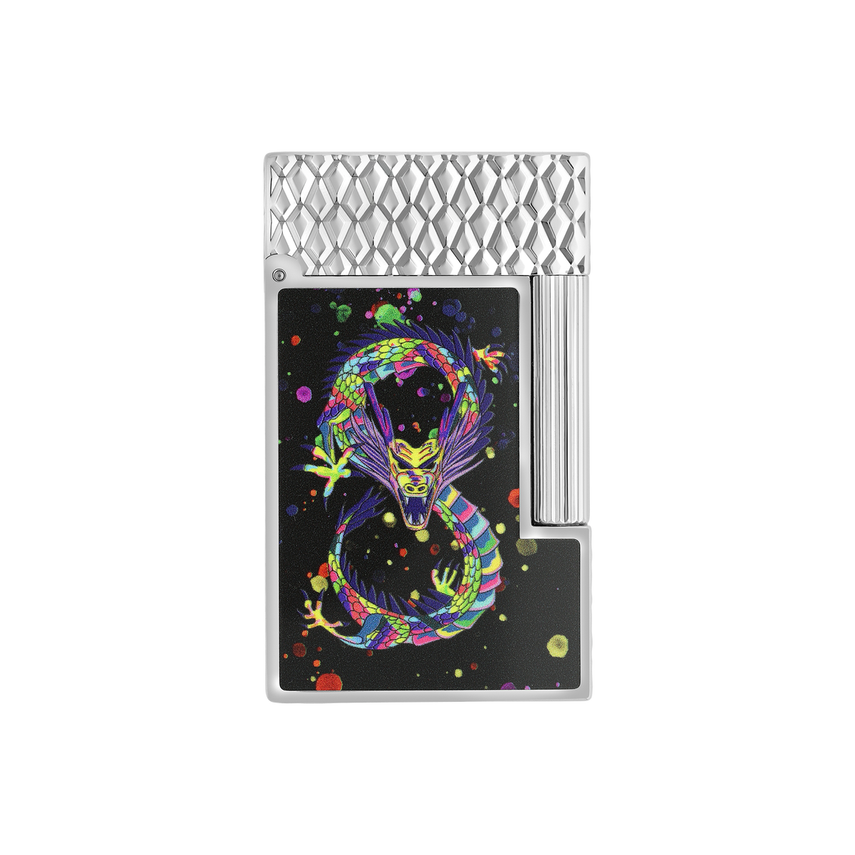 ST Dupont Feuerzeug Ligne 2 Dragon, Palladium, Ltd. Edt., Schwarz