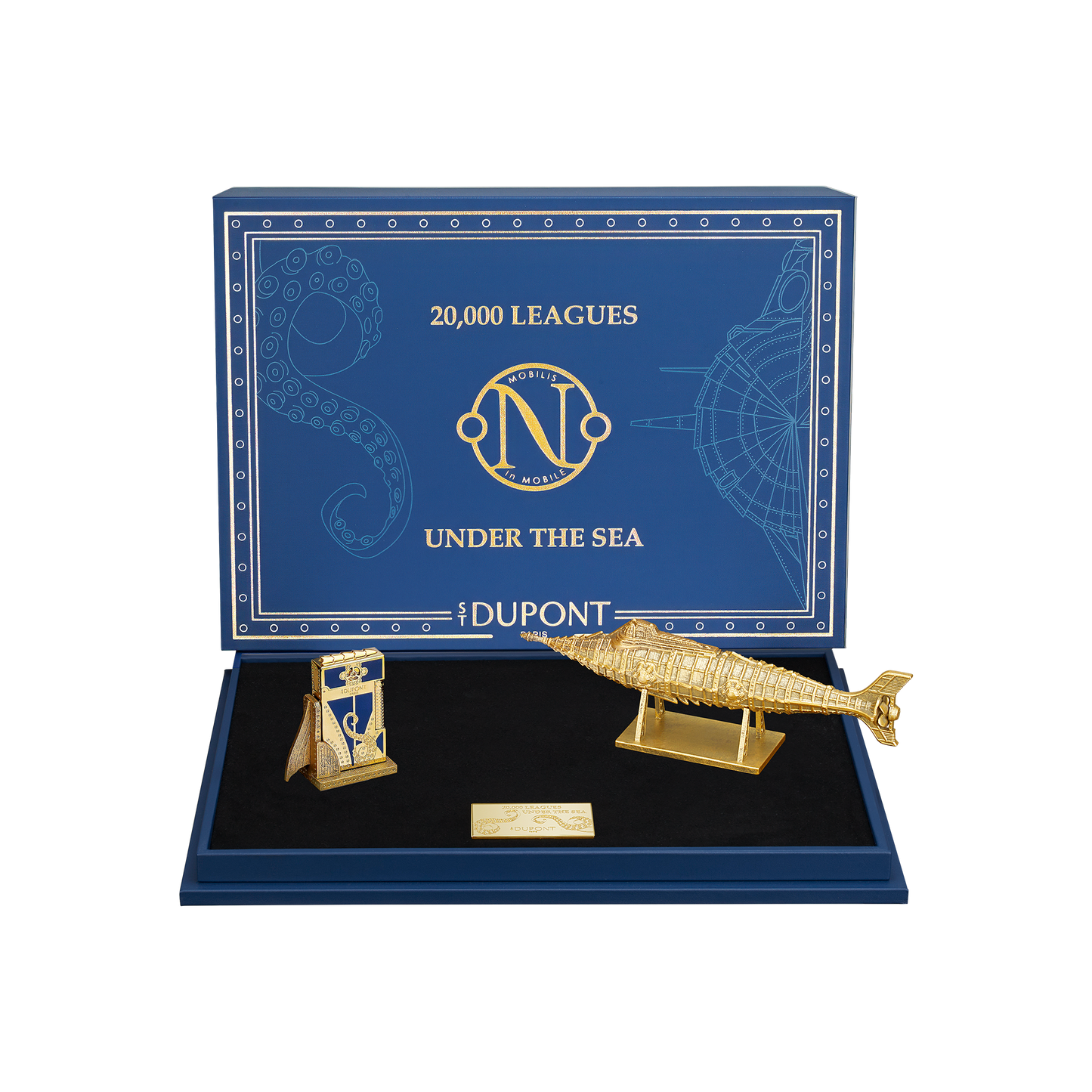ST Dupont Lighter Set Art of Fire 20,000 Leagues Under the Sea, Ltd. Edt., Blue-Gulf-Stream