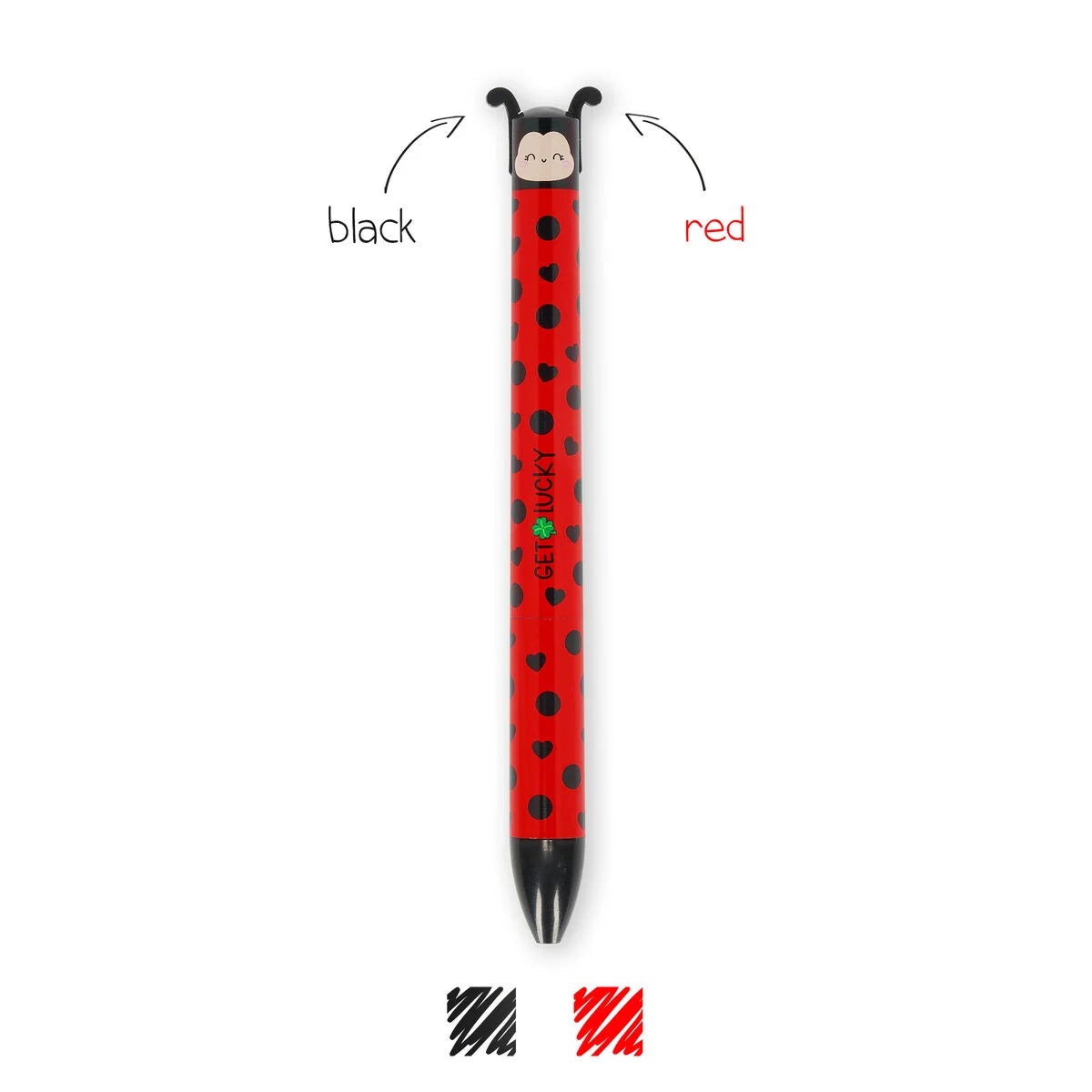 Legami Two-Tone Ballpoint Pen, Click&Clack, Ladybug