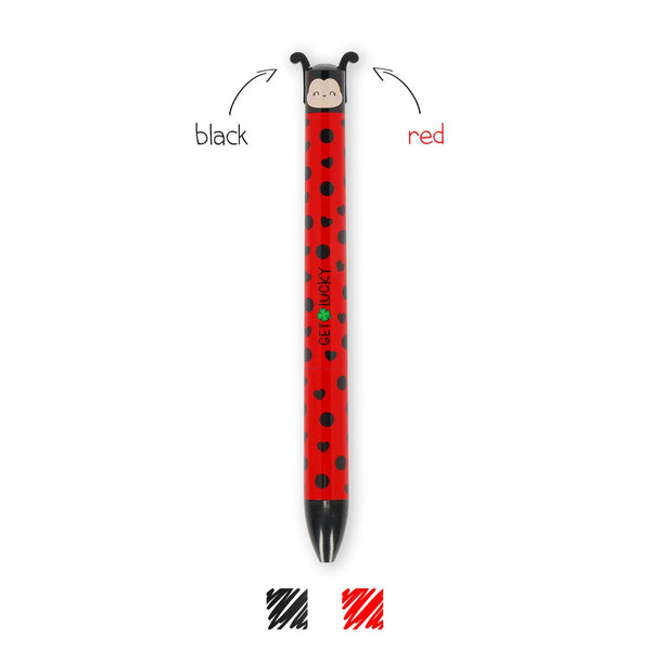 Legami Two-Tone Ballpoint Pen, Click&Clack, Ladybug