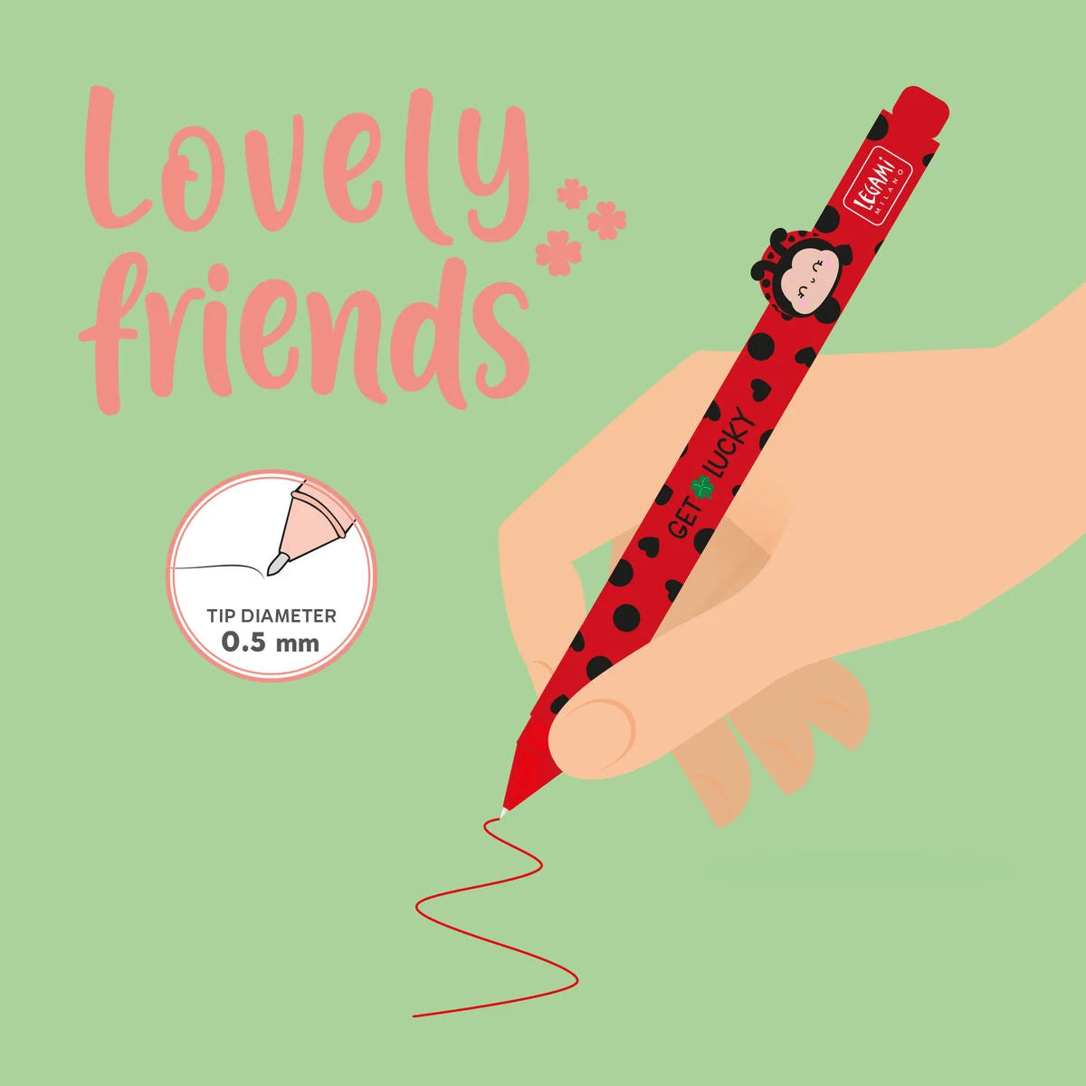 Legami Gel Pen Lovely Friends Ladybug
