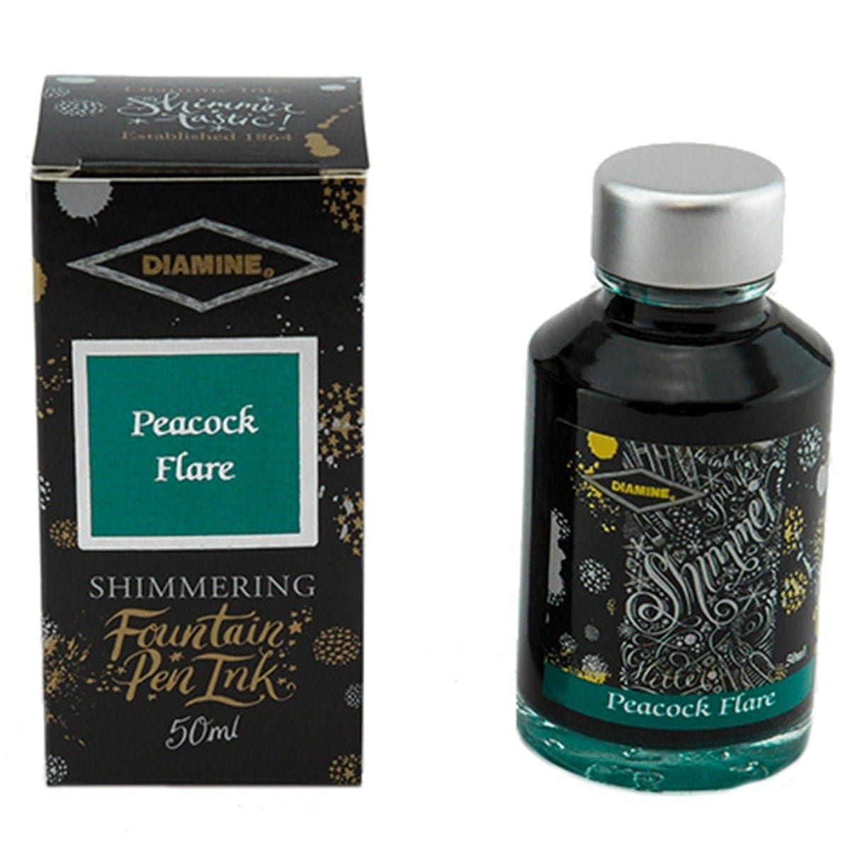 Diamine, Tintenprobe, Shimmering, Peacock Flare, 5ml
