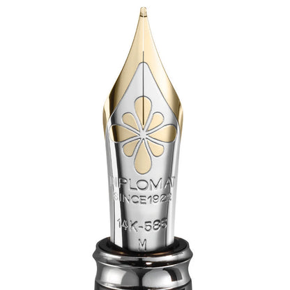 Diplomat Excellence A2 fountain pen, lacquered, gold-plated, 14K nib, black