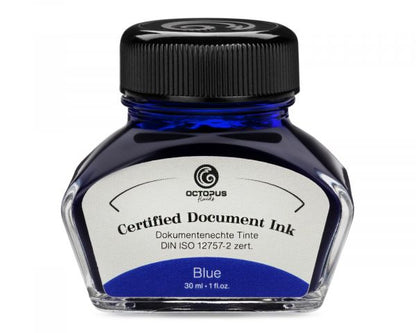 Octopus Fluids Fountain Pen Ink Document Inks Blue certified according to DIN ISO 12757-2 30 ml