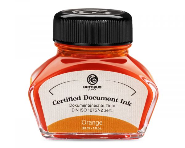 Octopus Fluids Dokumentenechte Füllhaltertinte Document Ink Orange DIN ISO 12757-2 zertifiziert