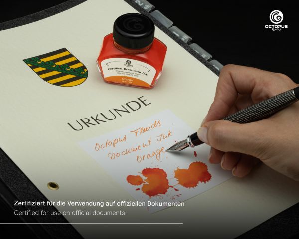 Octopus Fluids Dokumentenechte Füllhaltertinte Document Ink Orange DIN ISO 12757-2 zertifiziert