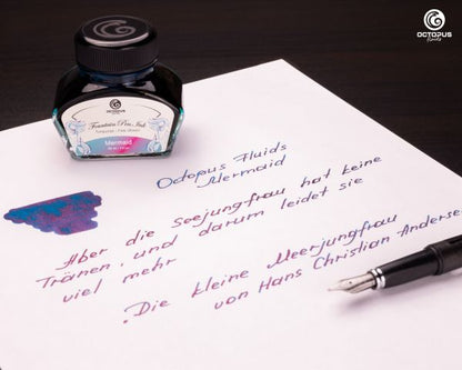 Octopus Fluids Füllhaltertinte Sheen Ink Kollektion Mermaid Petrol mit Konverter, 30 ml