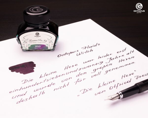 Octopus Fluids Fountain Pen Ink Sheen Ink Collection Witch Green with Purple Metallic Sheen Ltd. Edt. 30 ml