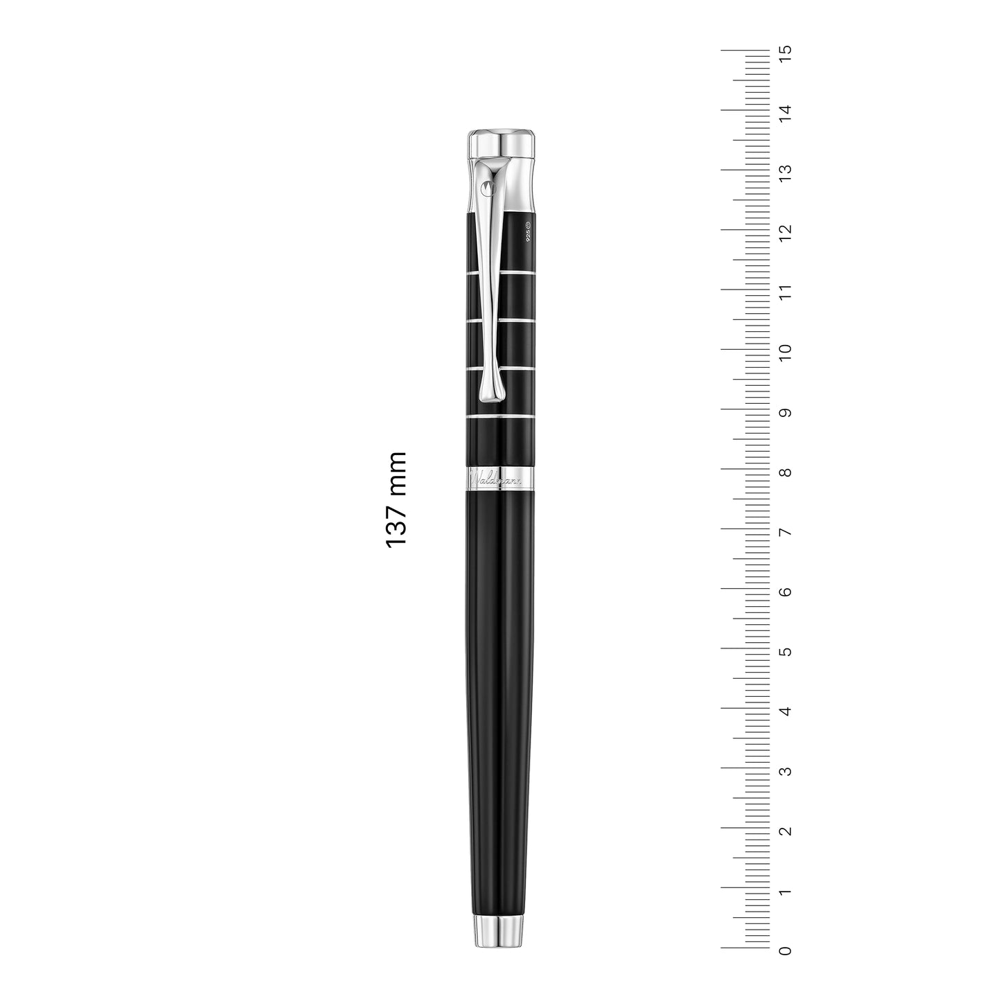Waldmann, Tango fountain pen, Ring, lacquered, 18K nib, black