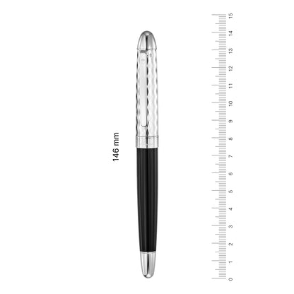 Waldmann, Füller Précieux, lackiert, wellenförmiger Diamantschnitt, 18K Feder, schwarz