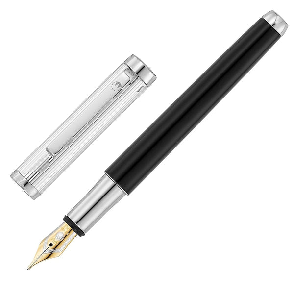 Waldmann, Füller Liberty, Nadelstreifen, guillochiert, 18K Feder, schwarz