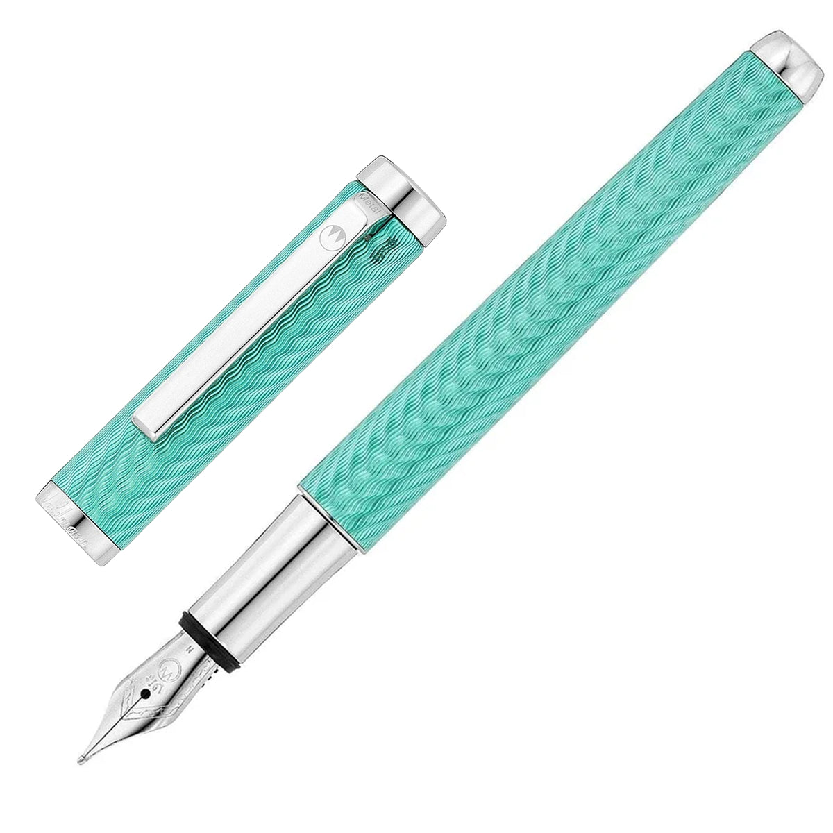 Waldmann, Liberty fountain pen, Waves, guilloched, aquamarine