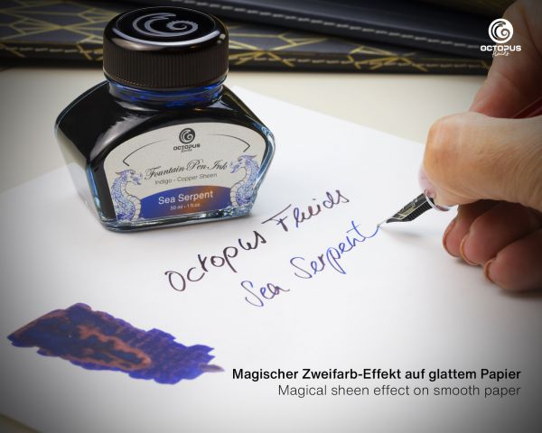 Octopus Fluids Füllhaltertinte Sheen Ink Sea Serpent Blau mit Metallic-Sheen