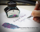 Octopus Fluids Füllhaltertinte Sheen Ink Kollektion Dragon Petrol, Zweifarbiger Metallic-Sheen, inkl. Konverter, 30 ml