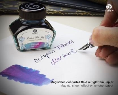 Octopus Fluids Füllhaltertinte Sheen Ink Kollektion Mermaid Petrol mit Konverter, 30 ml
