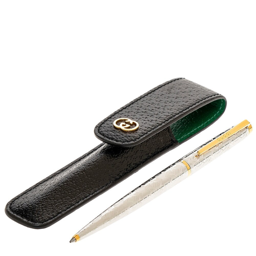 Gucci, Kugelschreiber mit Etui - Geometric G, Silber/Gold