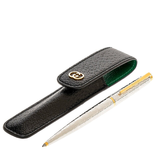Gucci, Kugelschreiber mit Etui - Geometric G, Silber/Gold