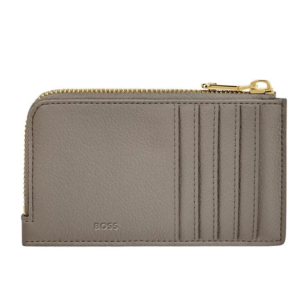 Porte-cartes HUGO BOSS Double B Saffiano, bronze