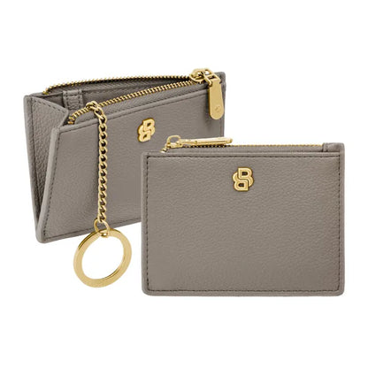 HUGO BOSS Card Holder Double B Saffiano, gunmetal