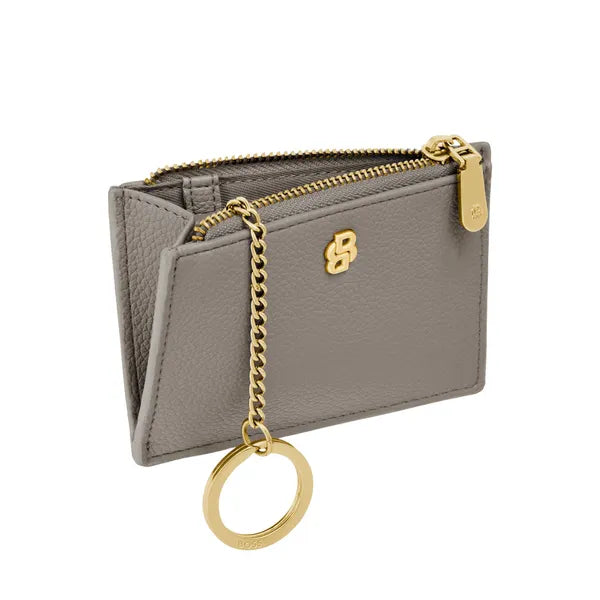HUGO BOSS Card Holder Double B Saffiano, gunmetal