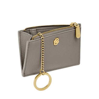 HUGO BOSS Card Holder Double B Saffiano, gunmetal