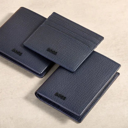 HUGO BOSS, Doppelkartenhalter, Grid, Navy