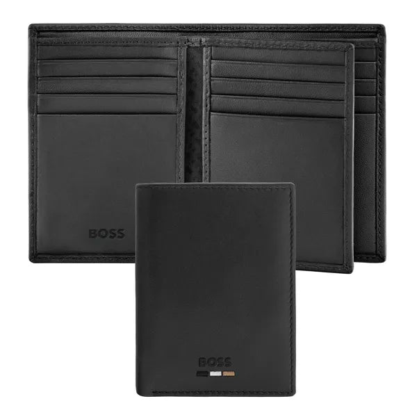 HUGO BOSS Card Holder Double B Saffiano, gunmetal
