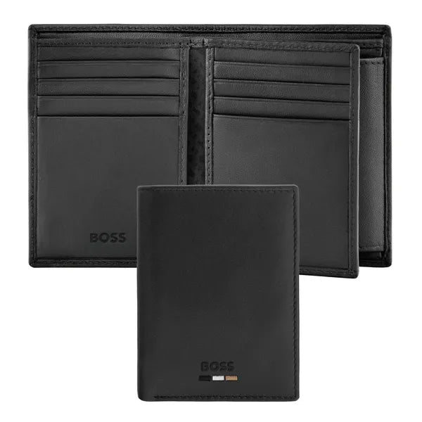 HUGO BOSS Card Holder Double B Saffiano, gunmetal