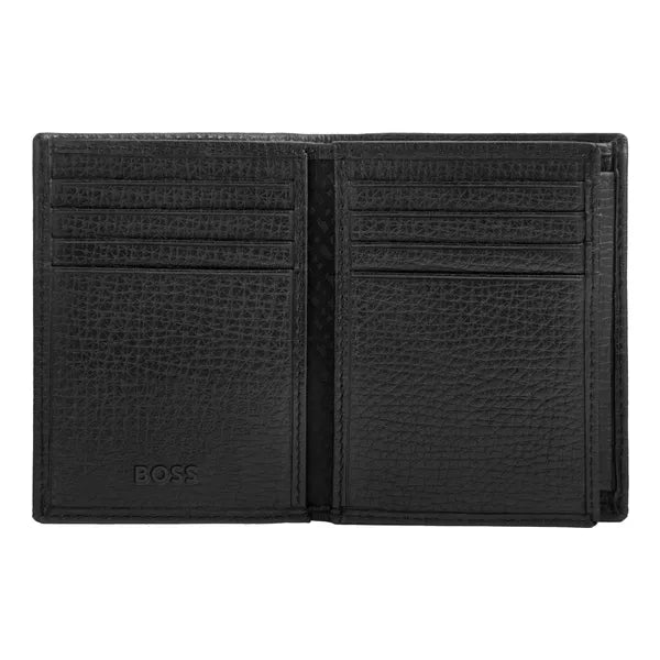 HUGO BOSS Card Holder Double B Saffiano, gunmetal