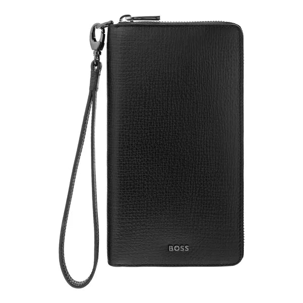 Porte-cartes HUGO BOSS Double B Saffiano, bronze