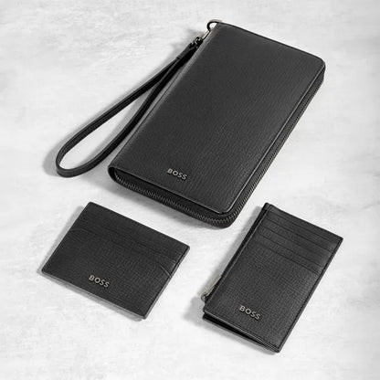 Porte-cartes HUGO BOSS Double B Saffiano, bronze