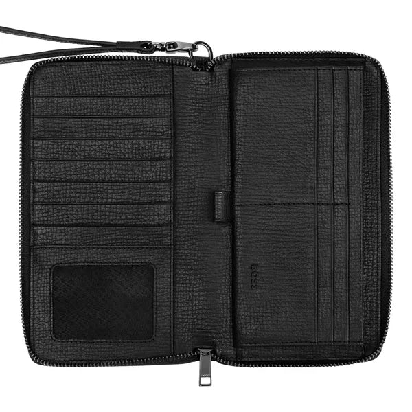 Porte-cartes HUGO BOSS Double B Saffiano, bronze