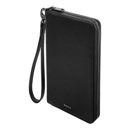 Porte-cartes HUGO BOSS Double B Saffiano, bronze